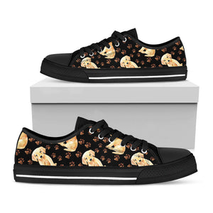 Labrador Retriever Puppy Pattern Print Black Low Top Sneakers