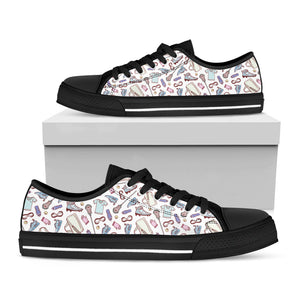 Lacrosse Sport Pattern Print Black Low Top Sneakers
