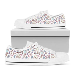 Lacrosse Sport Pattern Print White Low Top Sneakers