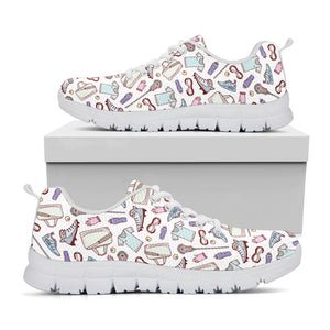 Lacrosse Sport Pattern Print White Running Shoes