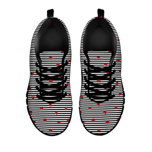 Ladybug Striped Pattern Print Black Running Shoes