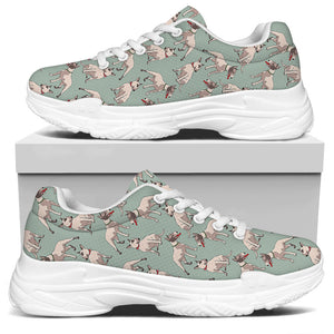Laurel Green Bull Terrier Pattern Print White Chunky Shoes