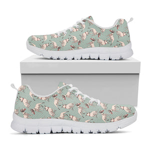 Laurel Green Bull Terrier Pattern Print White Running Shoes
