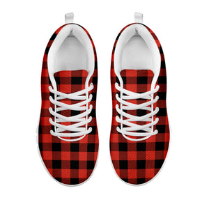 Lava Orange Buffalo Check Pattern Print White Running Shoes