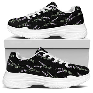 Lavender Flowers Pattern Print White Chunky Shoes
