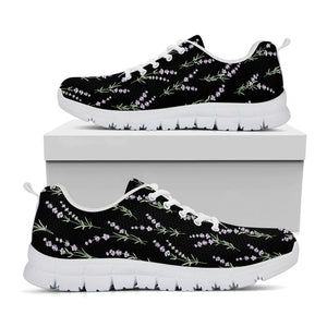 Lavender Flowers Pattern Print White Running Shoes