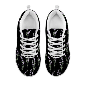 Lavender Flowers Pattern Print White Running Shoes
