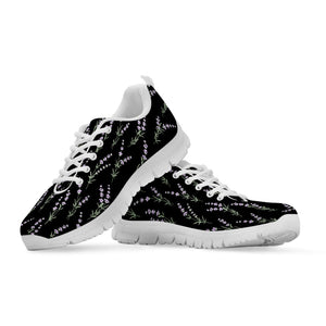 Lavender Flowers Pattern Print White Running Shoes