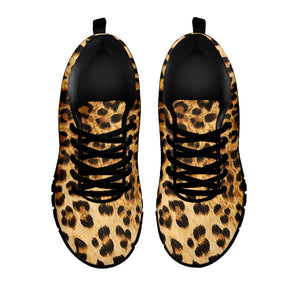 Leopard Pattern Print Black Running Shoes