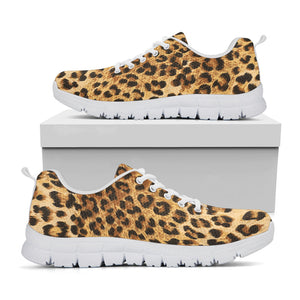 Leopard Pattern Print White Running Shoes