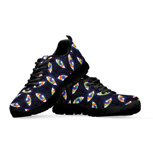 LGBT Pride Rainbow Eyes Pattern Print Black Running Shoes
