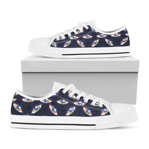 LGBT Pride Rainbow Eyes Pattern Print White Low Top Sneakers