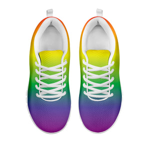 LGBT Pride Rainbow Gradient Print White Running Shoes