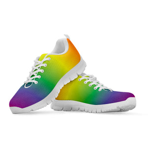 LGBT Pride Rainbow Gradient Print White Running Shoes
