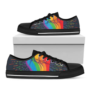 LGBT Pride Rainbow Hand Print Black Low Top Sneakers