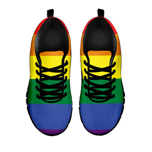 LGBT Pride Rainbow Striped Print Black Running Shoes