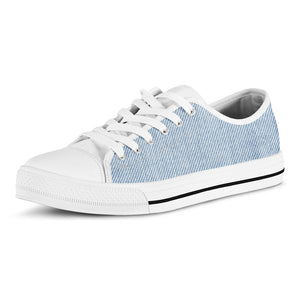 Light Blue Denim Jeans Print White Low Top Sneakers