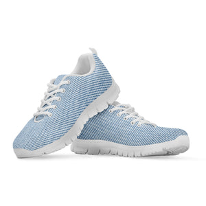 Light Blue Denim Jeans Print White Running Shoes