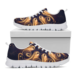 Light Fractal Print White Running Shoes
