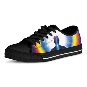Light Of Seven Chakras Print Black Low Top Sneakers