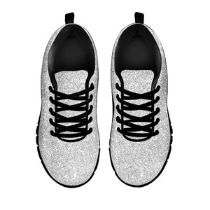 Bright Silver (NOT Real) Glitter Print Black Running Shoes