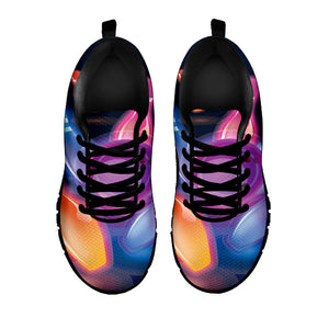 Light Up Bowling Pins Print Black Running Shoes