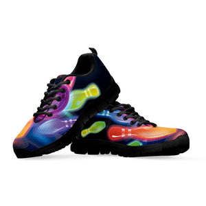 Light Up Bowling Pins Print Black Running Shoes