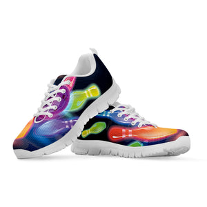 Light Up Bowling Pins Print White Running Shoes