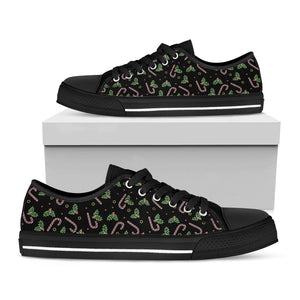 Lights Christmas Pattern Print Black Low Top Sneakers