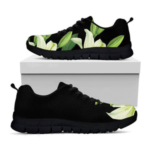 Lily Floral Print Black Running Shoes
