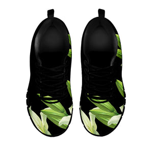 Lily Floral Print Black Running Shoes