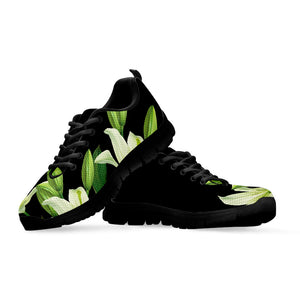 Lily Floral Print Black Running Shoes