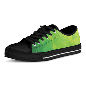 Lime Green Polygonal Geometric Print Black Low Top Sneakers