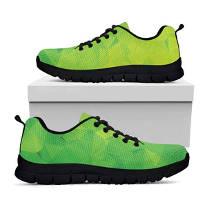 Lime Green Polygonal Geometric Print Black Running Shoes