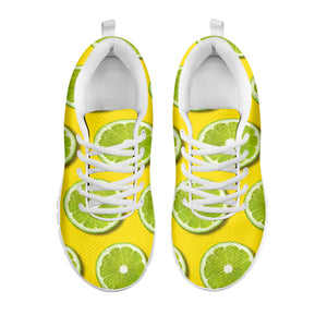 Lime Slices Pattern Print White Running Shoes