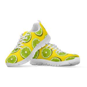 Lime Slices Pattern Print White Running Shoes
