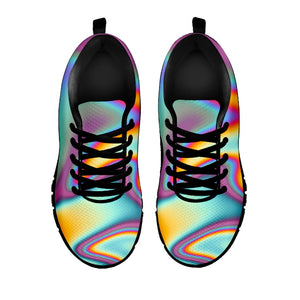 Liquid Holographic Trippy Print Black Running Shoes