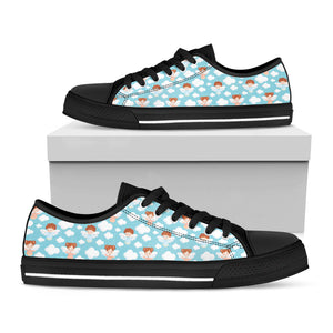 Little Angel Pattern Print Black Low Top Sneakers