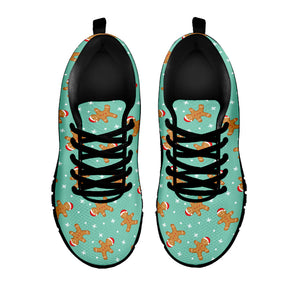 Little Gingerbread Man Pattern Print Black Running Shoes