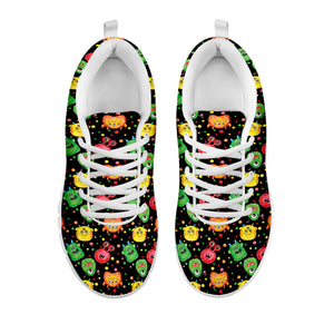 Little Monster Pattern Print White Running Shoes