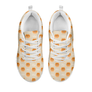 Little Pomeranian Pattern Print White Running Shoes