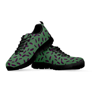 Little Purple Eggplant Pattern Print Black Running Shoes