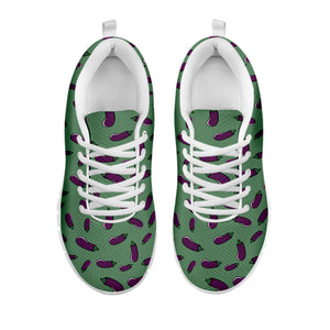 Little Purple Eggplant Pattern Print White Running Shoes