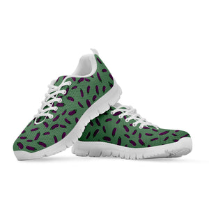 Little Purple Eggplant Pattern Print White Running Shoes