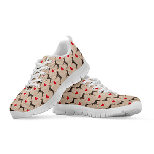 Love Dobermann Pattern Print White Running Shoes