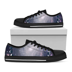 Lunar Phase Cycle Print Black Low Top Sneakers