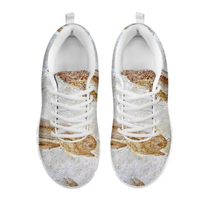 Lycoptera Fish Fossil Print White Running Shoes