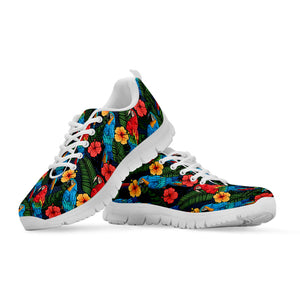 Macaw Parrot Pattern Print White Running Shoes