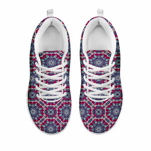 Magenta Mandala Bohemian Pattern Print White Running Shoes