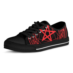 Magic Pentagram Symbol Print Black Low Top Sneakers